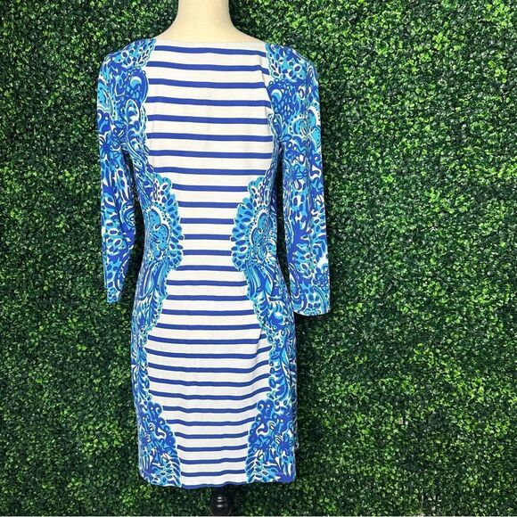 Lilly Pulitzer Nila Striped Blue Shift Dress Sz M - Picture 4 of 12